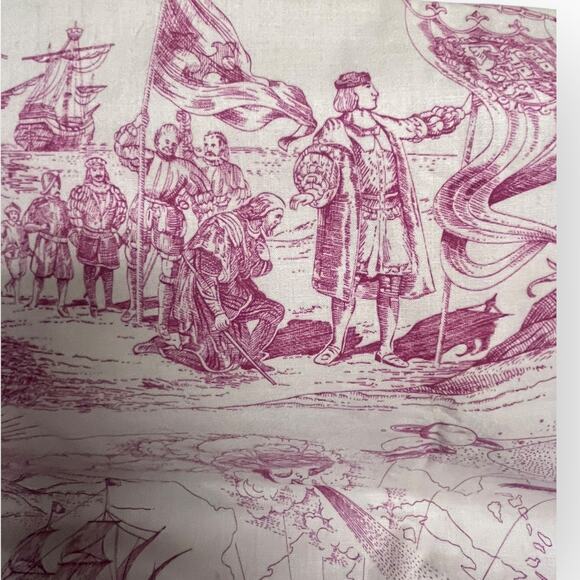 1.9 Yds RED "Discovery 1492" Commemorative Quilt Fabric by Jinny Beyer - Picture 5 of 10